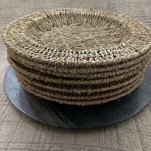 Set(6) Vintage Wicker Rattan Woven Chargers Plate Holders Boho Table Decor 13”